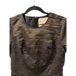 Jason Wu Silk Wool Size 4 Black Gold Sheath Dress Lined Short Sleeve Work Party Photo 2