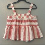 Loft  red white striped shimmer tiered peplum babydoll tank top size medium Photo 11