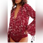 NWT Free People Intimately Everythings rosy bodysuit In Western Print size SP Red Photo 1