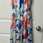Nicole Miller NWOT New York women’s white multicolor bright floral maxi dress L Photo 0