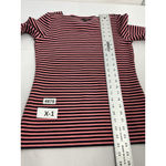 Talbots Womans Pull Over Tunic Top XS Navy Pink Stripe 3/4 Sleeve Square Neck Photo 5