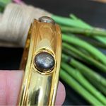 Liz Claiborne Vintage  2-tone Gold Gunmetal Stud Embellished Bangle Bracelet Photo 3