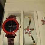 Jesou Watch, Necklace, earring‎ and bracelet set Red Photo 2