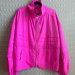 Free People Movement Check It Out Full Zip Balloon Sleeve Jacket Sz L Hot Pink Size L Photo 0