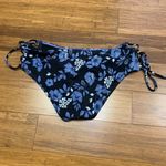 Adore Me  Bikini Bottoms Womens Small Black‎ Blue Floral Side-Tie Swimwear Summer Photo 1