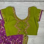 Handmade Beaded & sequin saree and cropped shirt Bollywood festival boho outfit sm purple Photo 5