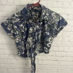 Adam Lippes  front tie button down floral cropped top USA size XS mother of pearl Photo 1