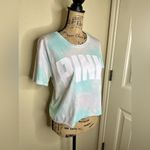 PINK - Victoria's Secret Victoria’s Secret PINK Cropped Light Blue, Lavender & White Tie Dye Shirt Sz M Photo 9