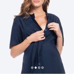 Seraphina Size 10 Shirt Midi Dress Navy Blue Tie Front Button Up Short Sleeves Photo 1