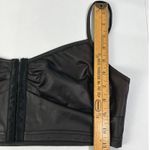 SheIn Black Faux Leather Hook Front Crop Bralette Top Corset Style Photo 4