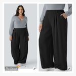 Halara  Flex High Waisted Flowy Linen Feel Black Trousers Photo 2