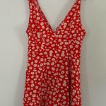 SheIn 🦋 Red Yellow Adjustable Tie Straps V-Neck Sunflower Floral Mini Dress Photo 2