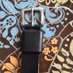 Black Leather Belt with Silver Buckle Sz: 36” Photo 5