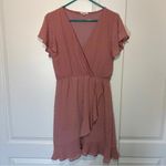 Mi Ami Sold at Francesca’s Audrey Clip Dot Wrap Dress Pink Size: Large Pink Photo 1