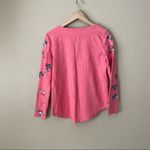 Caslon  FLORAL SWEATSHIRT WITH LACE UP NECKLINE Photo 4