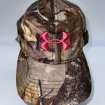 Under Armour Brown Tone Camouflage Snap Back Hat with Pink Logo and Spell Out-OS Photo 0