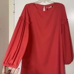 Three Eighty Two NEW!  victoria ruffle long sleeve shift coral rosebud dress $144 Photo 2