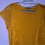 Kate & Mallory  S Top Mustard Soft Jersey Knit Lace Crew Neck Photo 1
