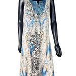 Live and let live Dress Bohemian Blue Paisley Embellished Neckline Maxi Dress Photo 0