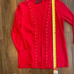 Rafaella  Red Cardigan with Stud Accents Photo 4