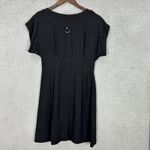 Anthropologie Maeve Dress Womens 6 Black Utility Shirt Midi Pockets Minimalist Boho Career Photo 1
