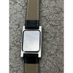 Geoffrey Beene  Silver Tone Black Rectangle Faux Leather Wristwatch New Band Photo 5