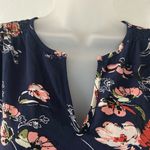 Fun2Fun  Women's Blouse Navy Floral Split Neck Long Sleeve Top S Small NWOT Photo 3