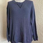 Aerie  Slate Blue Big Chill Waffle Weave Textured Crewneck Pullover Medium Photo 0