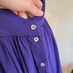 L.L.Bean USA Purple 100% Cotton Overall Jumper Dress Size Large Button Sides Photo 4