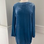 COS NEW BLUE VELVET LONG SLEEVE CREWNECK MINI DRESS SIZE 12! Photo 3
