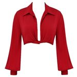 House Of CB  'Laraine' Cherry‎ Silk Blouson Top NWOT size M Photo 2