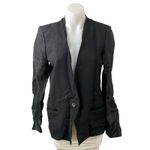Helmut Lang  Women's Black Long Sleeve One Button Silk Lined Blazer Coat Jacket 4 Photo 0