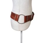 Brown Tooled Leather Wide Statement Belt Rings Boho Waist Festival Women’s Sz S Photo 4