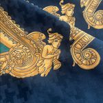 Vintage Patricia Paris Scarf 29 x 30 inches Black Gold Green Baroque Scrolls Photo 6