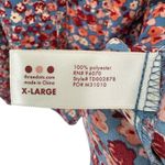 Three Dots   Women's Floral Top XL Boho‎ Prairie Peasant Cottagecore Tie Neck Photo 4