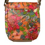 Sakroots  Orange Floral Print Crossbody Messenger Flap Purse Bag Coated Canvas Photo 6