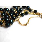 Source Unknown Vintage Deepest Green Beaded Gold Tone Link Round Spring Clasp Necklace Photo 2