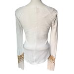 We The Free Free People  Thermal White Bandana Cuff Long Sleeve Scoop Neck Top Photo 2