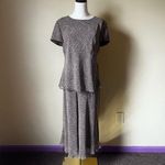 Vintage 90s Talbots 100% Silk Matching Set Animal Print Skirt &‎ Blouse Size 8P Brown Size M Photo 8