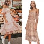 Anthropologie  Love the Label Boho Waterlily Floral Ruffle Midi Dress Photo 9