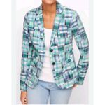 Talbots Blazer Women's 8 Petite Seersucker Madras Plaid Patchwork Lined Preppy Photo 1