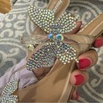 Abound  Size 8.5 Butterfly Kimora Clear Strap Beige Sandal With Rhinestones Heels Photo 8