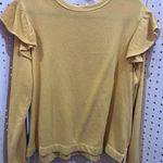 Old Navy  Mustard Yellow Ruffle Sleeve Sweatshirt Pullover Top Size L Photo 0