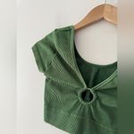 Aerie  Ribbed Green Seamless O Ring V Neck Crop Top Photo 1