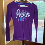Aeropostale Y2K Vintage LS Aero Distressed Logo Graphic Tee Purple Size Small Photo 0