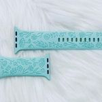New Cyan Floral Design Apple Watch Bands 42mm 44mm 45mm 49mm Blue Photo 2