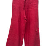 Bryn Walker  100% Linen Wide Leg Pants Medium Beige Red USA Elastic Waist #J7-5 Photo 0
