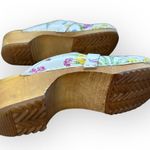 Buxa Floral Leather Clogs Wooden Sole Slip Photo 8