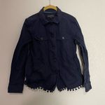 Talbots  Navy Blue Pom Pom Trim Cargo Jacket XS Photo 3