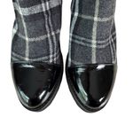 Eric Michael  Gray Tartan Plaid Ankle Boots Patent Leather Cap Toe Side‎ Zip, 6.5 Photo 3